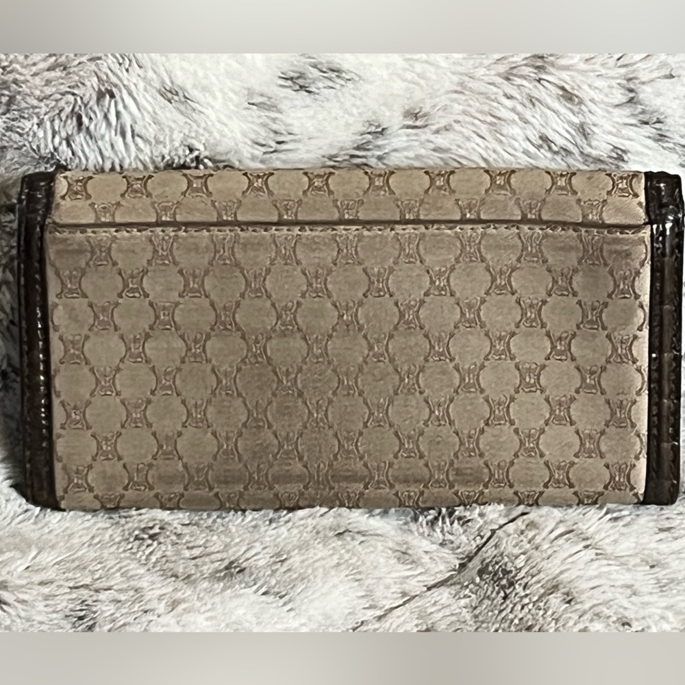 Celine Beige Macadam Canvas W/ Croc Embossed Leat… - image 2